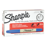 Sharpie Twin-Tip Permanent Markers, Fine/Ultra-Fine Points, Blue Ink, Pack Of 12 Markers