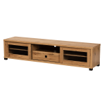 Baxton Studio Beasley 1-Drawer TV Stand For 70.87in TVs, Oak Brown/Black