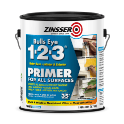 Zinsser Bulls Eye 1-2-3 Water-Based Primer, 128 Oz, Case Of 4 Bottles