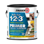 Zinsser Bulls Eye 1-2-3 Water-Based Primer, 128 Oz, Case Of 4 Bottles