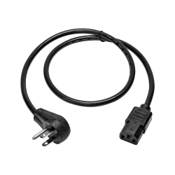 Eaton Tripp Lite Series Desktop Computer AC Power Cord, Right-Angle NEMA 5-15P to C13 - 10A, 125V, 18 AWG, 3 ft. (0.91 m), Black - Power cable - NEMA 5-15P right-angled to power IEC 60320 C13 - 125 V - 10 A - 3 ft - black