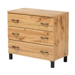 Baxton Studio Maison Wood Storage Chest, 3-Drawer, 28-1/2inH x 31-1/4inW x 15-5/8inD, Oak Brown