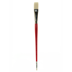 Winsor & Newton University Series Long-Handle Paint Brush 236, Size 10, Flat Bristle, Hog Hair, Red