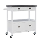 Linon Victoria 36inH Kitchen Cart With Stainless-Steel Top, White