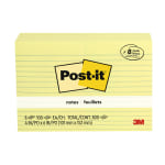 Post-it Notes, 4 in x 6 in, 8 Pads, 100 Sheets/Pad, Lined, Clean Removal, Back to School Supplies for Students, Sticky Notes for Textbooks and Notebooks, Canary Yellow