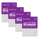 Accumulair Diamond Air Filters, 17-1/2in x 17-1/2in x 1in, Set Of 4 Filters