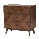 Baxton Studio Hartman Wood Storage Chest, 3-Drawer, 31-1/4inH x 31-1/2inW x 16-1/4, Walnut Brown