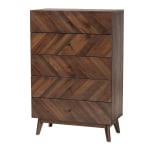 Baxton Studio Hartman Wood Storage Chest, 5-Drawer, 48inH x 31-1/2inW x 16-1/4inD, Walnut Brown