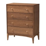 Baxton Studio Landis 4-Drawer Chest, 37-3/4inH x 30inW x 15-3/4inD, Ash Walnut/Gold