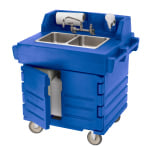 Cambro CamKiosk Hand Sink Cart With Double Sink, 45-1/2inH x 33inW x 40-9/16inD, Navy Blue