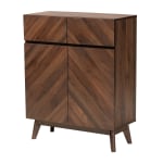 Baxton Studio Hartman 32inW Shoe Cabinet, Walnut Brown