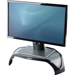 Fellowes Smart Suites height Adjustable Corner Monitor Riser, 5.13inH x 18.50inW x 12.50inD, Black/Silver