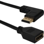 QVS 0.5ft Left-Angle DisplayPort Male to Female UltraHD 4K Flex Adaptor - 6in DisplayPort A/V Cable for Audio/Video Device, Computer, Monitor, Projector, Switch - First End: 1 x DisplayPort 1.2 Digital Audio/Video - Male