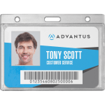 Advantus Frosted Horizontal Rigid ID Holder - Support 3.38in x 2.13in Media - Horizontal - Plastic - 25 / Box - Frosted