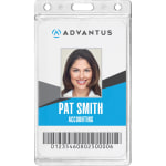 Advantus Frosted Vertical Rigid ID Holder - Support 2.13in x 3.38in Media - Vertical - Plastic - 25 / Box - Frosted