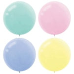 Amscan Latex Balloons, 24in, Assorted Pastel Colors, 4 Balloons Per Pack, Set Of 3 Packs