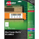 Avery Surface Safe ID Labels - Removable Adhesive - 3 1/4in Width x 8 3/8in Length - Rectangle - Laser, Inkjet - White - Polyester - 3 / Sheet - 50 Total Sheets - 150 / Pack