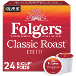 Folgers Single-Serve Coffee K-Cup Pods, Classic Roast, Carton Of 24