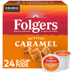 Folgers Keurig Single Serve K-Cup Pods, Caramel Drizzle, Carton Of 24