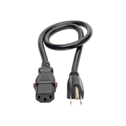 Eaton Tripp Lite Series Computer Power Cord, NEMA 5-15P to Locking C13 - Heavy-Duty, 15A, 125V, 14 AWG, 3 ft. (0.91 m), Black - Power cable - power IEC 60320 C13 locking to NEMA 5-15P (M) - AC 125 V - 15 A - 3 ft - black