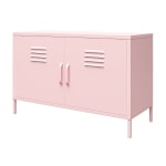 Ameriwood Home Cache 2-Door Metal Locker Accent Cabinet, 25-1/4inH x 39-3/8inW x 15-3/4inD, Pink