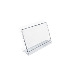 Azar Displays Acrylic L-Shaped Sign Holders, 2 1/2in x 3 1/2in, Clear, Pack Of 10