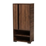 Baxton Studio Raina 24inW 2-Door Shoe Storage Cabinet, Walnut Brown/Black