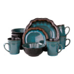 Elama 16-Piece Stoneware Dinnerware Set, Mystic Waves