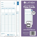 Lathem Model 400E Double Sided Time Cards - Double Sided Sheet - Blue Print Color - 100 / Pack