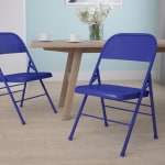 Flash Furniture HERCULES COLORBURST Metal Triple-Braced Folding Chair, Cobalt Blue