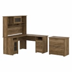 Bush Furniture Cabot 60inW L-Shaped Computer Desk With Hutch And Lateral File Cabinet, Reclaimed Pine, Standard Delivery