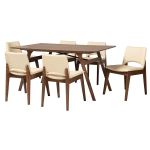 Baxton Studio Afton 7-Piece Dining Set, Beige/Walnut