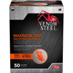 Venom Maximum Grip Nitrile Gloves - Chemical Protection - One Size Size - Diamond Textured - Orange