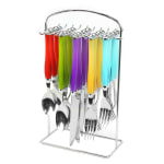 Gibson Home Santoro 20-Piece Flatware Set With Hanging Rack, Silver/Assorted Colors