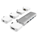 j5create UltraDrive Kit USB-C Multi-Display Modular Dock, 0.51inH x 1.34inW x 3.86inD, Silver, JCD389