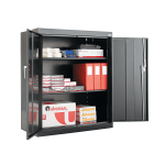 Alera Steel Storage Cabinet, 3 Adjustable Shelves, 42inH, Black