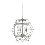 Elegant Designs 4-Light Hexagon Pendant Lamp, 18inW, Brushed Nickel