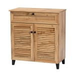 Baxton Studio Coolidge 31inW 1-Drawer Shoe Storage Cabinet, Oak Brown