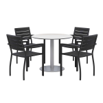 KFI Studios Eveleen 5-Piece Outdoor Patio Set, 33-13/16inH x 55inW x 32inD, Black Chairs, Gray/Silver Table