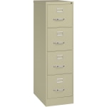 Lorell Fortress 25inD Vertical 4-Drawer Letter-Size File Cabinet, Putty