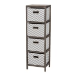 Baxton Studio Jorah 12inW 4-Basket Tallboy Storage Unit, Gray/White/Graywashed