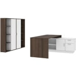 Bestar Equinox 72inW L-Shaped Corner Desk With 2 Storage Cabinets, Antigua/White