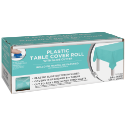 Amscan Boxed Plastic Table Roll, Robin's Egg Blue, 54in x 126'