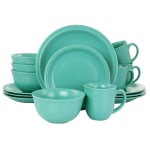 Gibson Home 16-Piece Siam Stoneware Dinnerware Set, Green