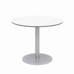 KFI Studios Eveleen 36in Round Outdoor Patio Table, 29inH x 36inW x 36inD, Silver/Designer White