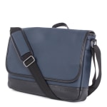 Bugatti Gin & Twill Textured Vegan Leather Messenger Bag With 14in Laptop Pocket, Navy, MSG2051BU-NAVY