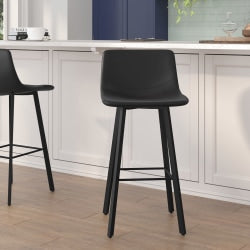 Flash Furniture Caleb Modern Armless Commercial-Grade Counter-Height Stools, Black, Set Of 2 Stools