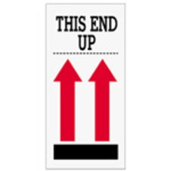 Tape Logic Preprinted International Safe-Handling Labels, SCL903, "This End Up," 2 Red Arrows Over Black Bar, 4in x 8in, Red, Pack Of 500