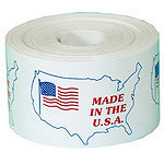 Tape Logic Preprinted Shipping Labels, USA503, "Made In The U.S.A.," 4 1/2in x 3in, Red/White/Blue, Roll Of 500