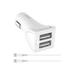 Kanex - Car power adapter - 3.4 A - 2 output connectors (USB) - white